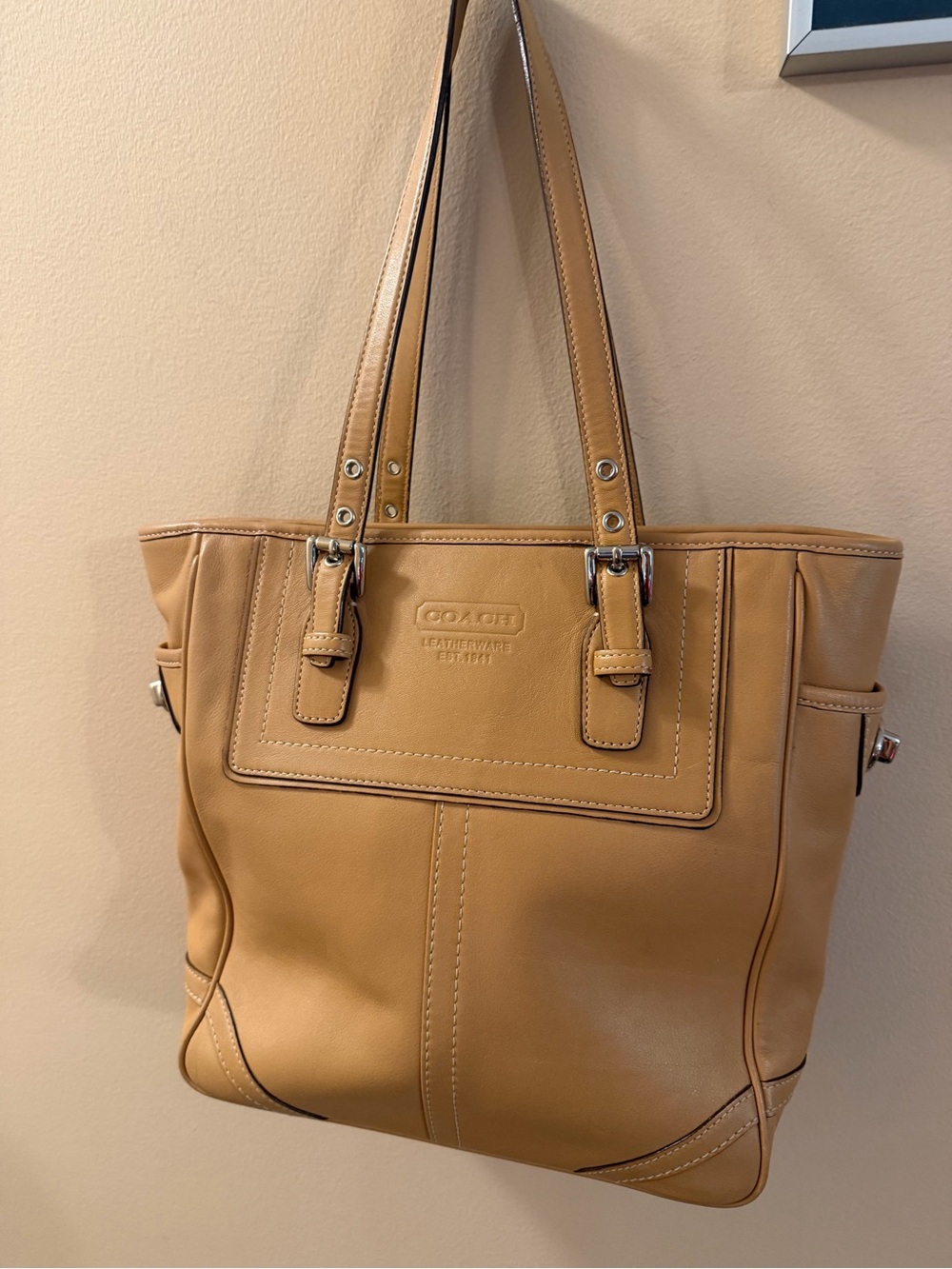 Coach 2007 F10412 Tan Leather Tote with Dual Straps F